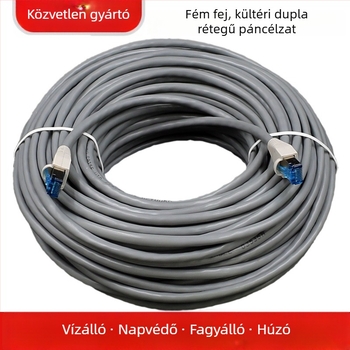 Kültéri Cat5e hálózati kábel, 8 magos, RJ-45 csatlakozó, kültéri vízálló, 100 Mbps