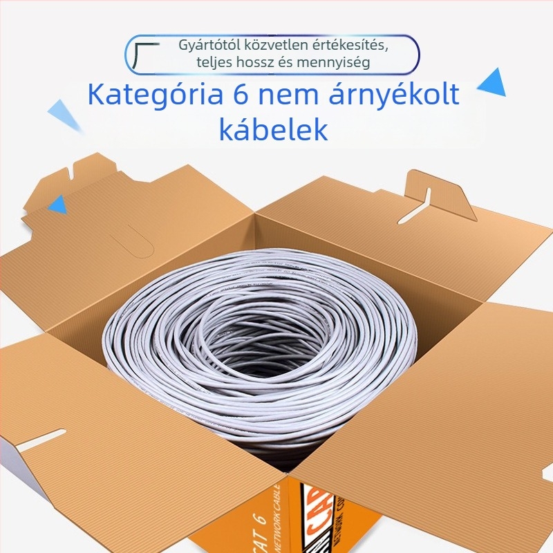 Cat6 sodrott érpáras hálózati kábel, 8 vezető, RJ-45 csatlakozó, oxigénmentes réz, 1000kps