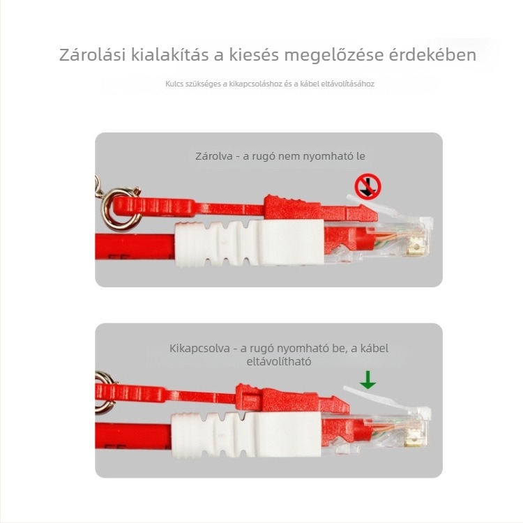 Zárható Cat6A RJ-45 kábel 8 maggal, 24 AWG