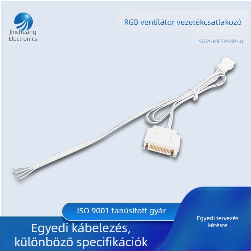 PC-hez SATA–SM4P adapter hosszabbító kábel; interfész: SATA; konverter típusa: adapter; rézvezető; hossz: 350 mm