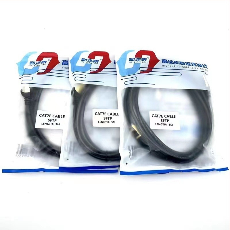 Category 7 dupla árnyékolású SFTP Ethernet-kábel, RJ-45 csatlakozó, aranyozott oxigénmentes réz, beltéri és kültéri használatra, 1 Gbps