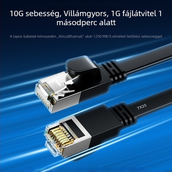 Cat7 10 Gbps kettős árnyékolású sík Ethernet-kábel, RJ-45, oxigénmentes réz