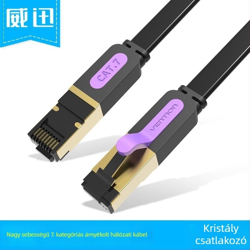 Weixun CAT7 sík hálózati kábel, tiszta réz, árnyékolt, belső és külső használatra, 10 Gbps, hossz 0,5–20 m