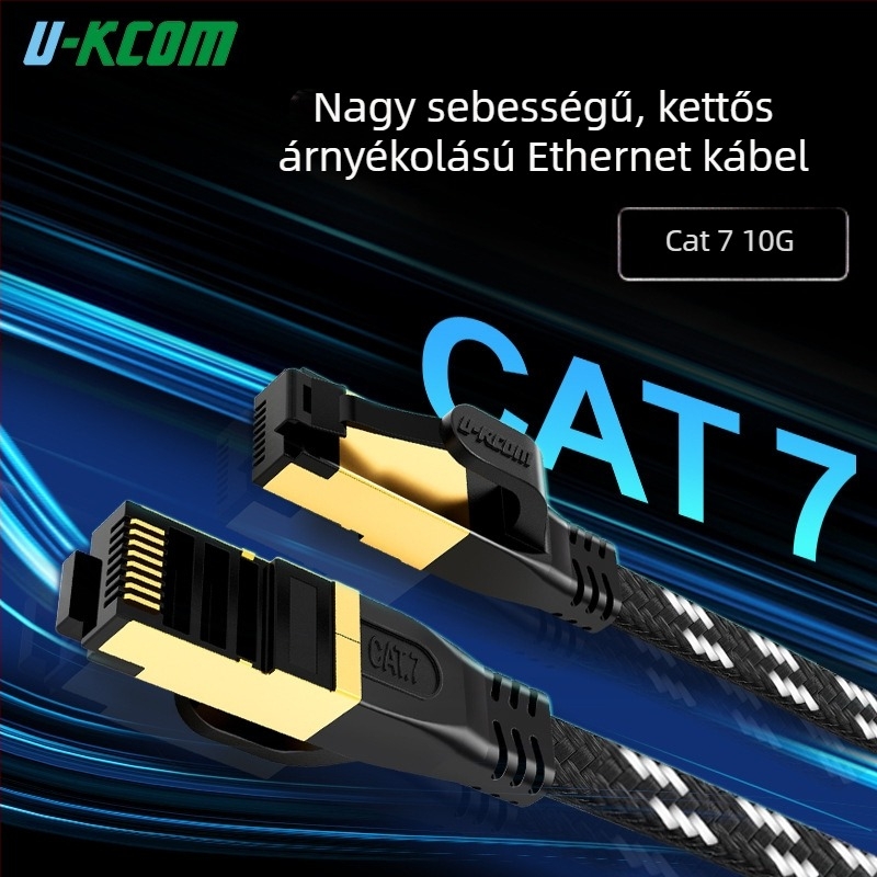 Cat7 kategóriájú 10 gigabites árnyékolt réz hálózati kábel otthoni és professzionális felhasználásra, beltéri és kültéri használatra