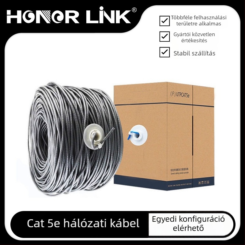 Kültéri CAT5e Ethernet-kábel, árnyékolás nélküli, 500–1000 Mbps, 0–60°C, húzószilárdság 500 N, nyomószilárdság 500 N