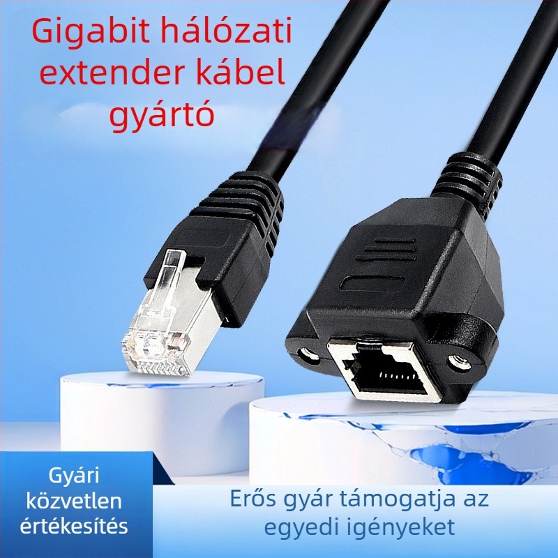 Kategória 5 hálózati kábelhosszabbító, RJ-45 csatlakozó, Gigabit, oxigénmentes réz, csavart érpár