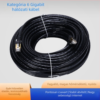 Cat6 Gigabit árnyékolt hálózati kábel RJ45 csatlakozóval, 1000 Mbps