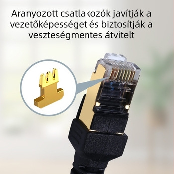 Cat6 Gigabit árnyékolt hálózati kábel RJ45 csatlakozóval, 1000 Mbps