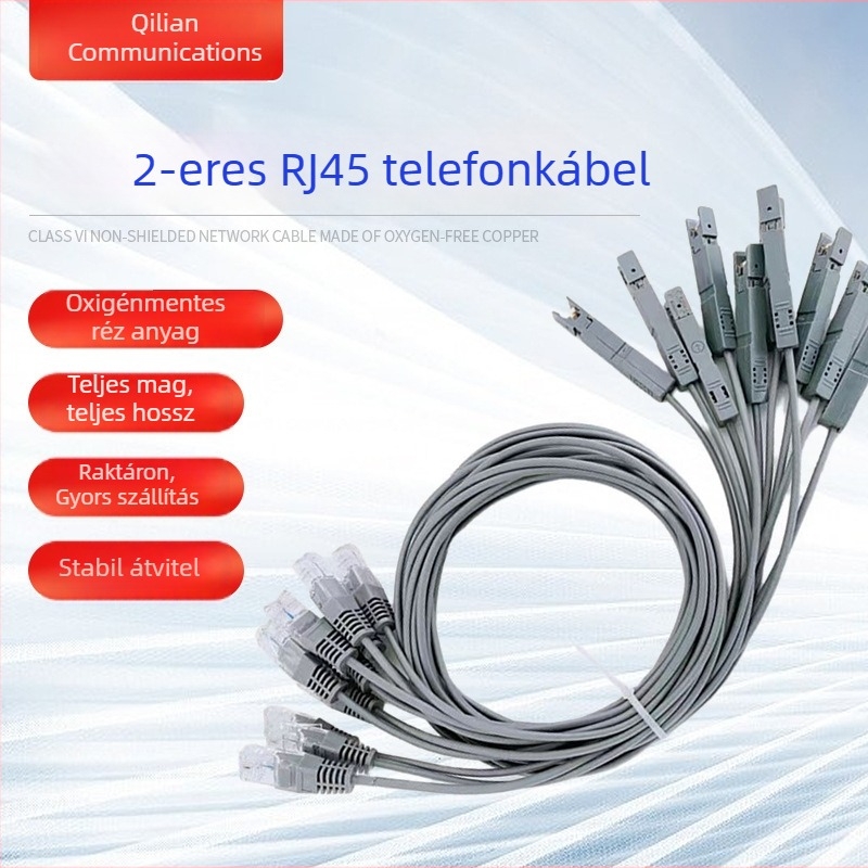 Szürke RJ-45 duckbill kristályfej adapter, kétvezetékes patchkábel, csavart érpár, Gigabit