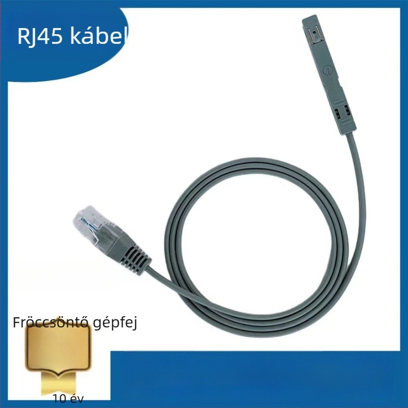 Szürke RJ-45 duckbill kristályfej adapter, kétvezetékes patchkábel, csavart érpár, Gigabit
