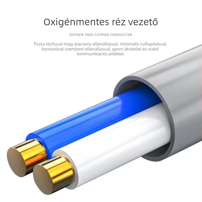 Szürke RJ-45 duckbill kristályfej adapter, kétvezetékes patchkábel, csavart érpár, Gigabit