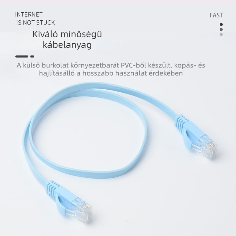 CAT6 lapos, nem árnyékolt gigabites Ethernet-kábel, oxigénmentes rézből, csavart érpár, beltéri használatra