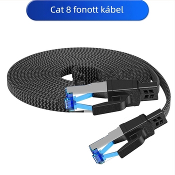 Cat8 fekete kötött, árnyékolt hálózati kábel RJ-45 csatlakozóval, tiszta réz, 40 Gbps számítógépekhez és routerekhez