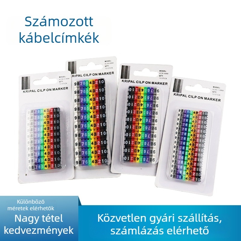 Műanyag számjelző címke számítógépes hálózati kábelhez, kártyatípusú számcső, testre szabható