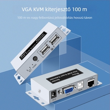 DTECH DT-7044(2nd) KVM extender VGA-n keresztül USB billentyűzet és egér támogatásával, 300 m hatótáv, 1920x1080 felbontás, USB 1.1