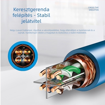 Műszaki Cat6 hálózati kábel megfigyeléshez — dupla árnyékolás, beltéri/kültéri használat, Cat6 kristályfej (10000 Mbps, CCA)