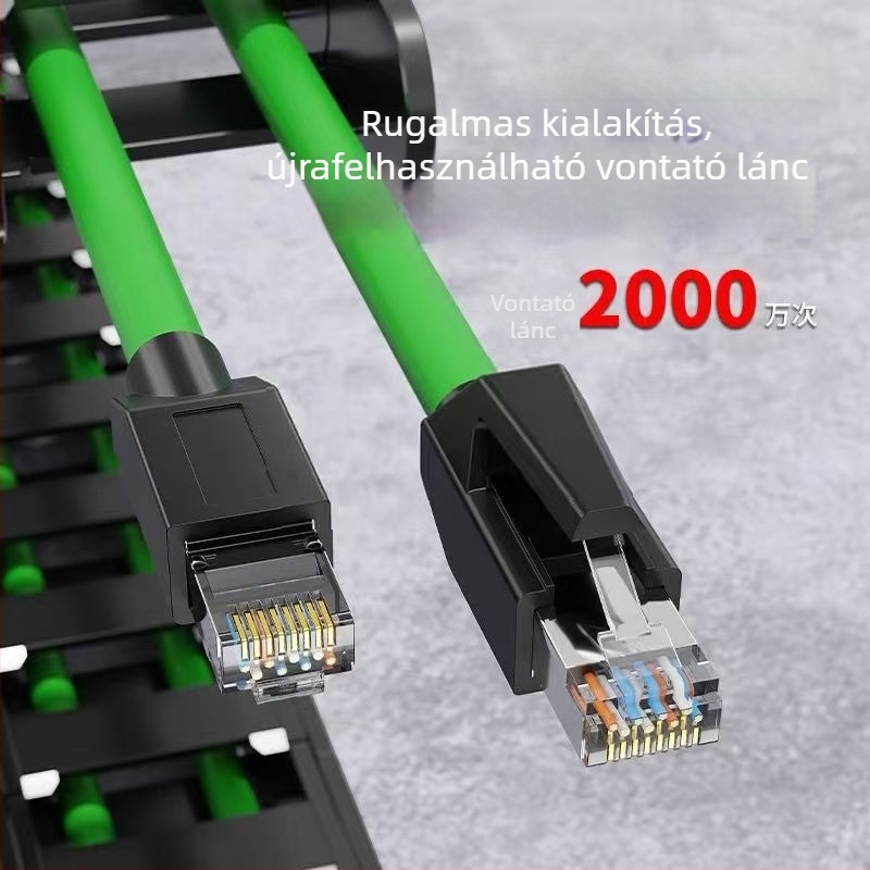 Ipari Cat6A Gigabit Ethernet-kábel Profinet és EtherCAT-támogatással, dupla árnyékolású, drag-chain kompatibilis, RJ-45, nagy rugalmasság