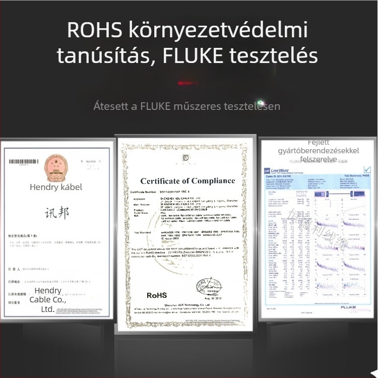 Cat7 LLDPE árnyékolt Ethernet-kábel, 8 vezető, 500/550/600 MHz, RJ-45 csatlakozó, 10 Gbps