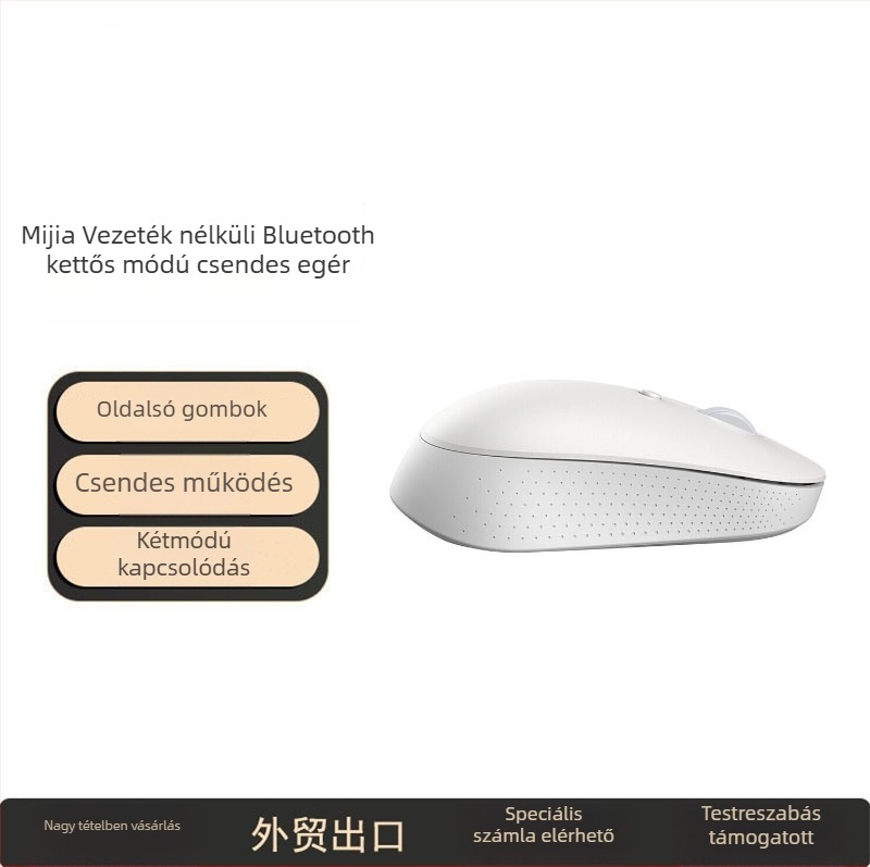 Vezeték nélküli, csendes egér két üzemmóddal (Bluetooth), USB vevővel, laptophoz és PC-hez