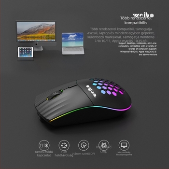 Weibo W06 fotóelektronikus egér, Bluetooth+2.4G vezeték nélküli, DPI 1600/2400/3200, 4 gomb