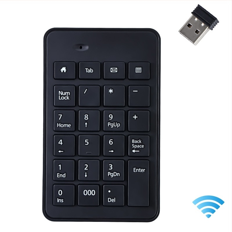 23 gombos vezeték nélküli numerikus billentyűzet, 2,4G-s vezeték nélküli, beépített USB vevő, modell K-23g, optikai felbontás 5600