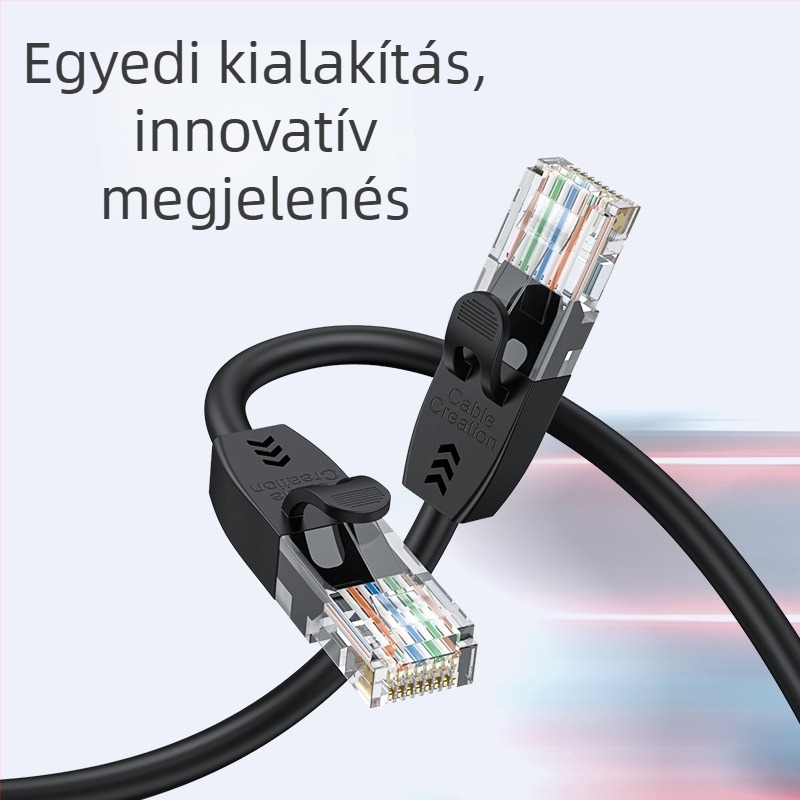 Cat6 hálózati kábel csavart érpárral, RJ-45 csatlakozó, beltéri használatra, router-kompatibilis, vezetőátmérő 6 mm