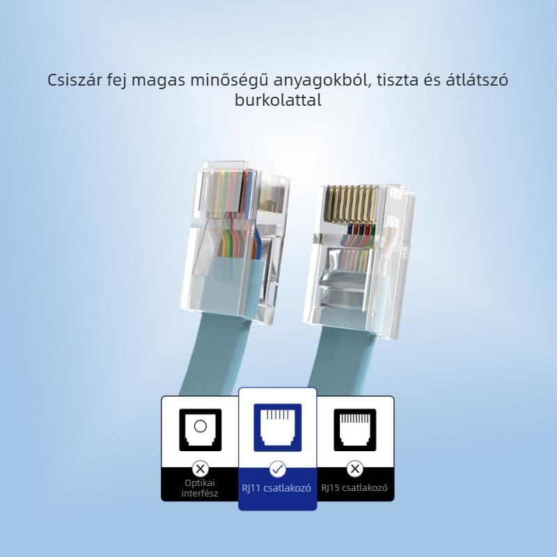 8P8C RJ45 telefonhálózati jumper — oxigénmentes réz, 2 m, aranyozott érintkezők