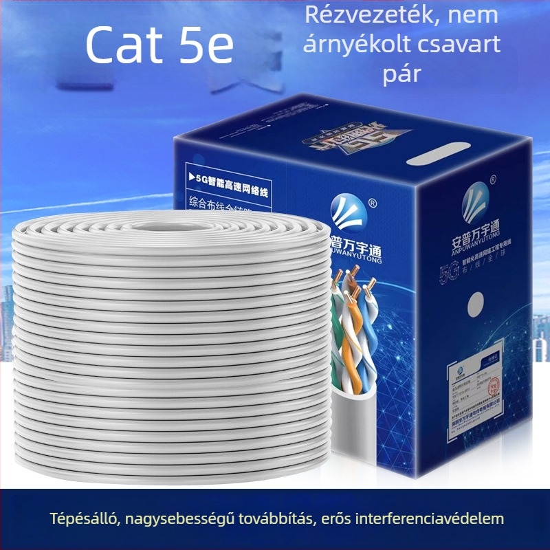 Cat5e hálózati kábel, árnyékolatlan, 8 ér, oxigénmentes réz, 300 m hosszú