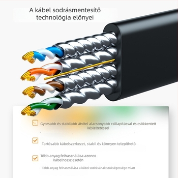 Cat7 sík Ethernet-kábel, 8 vezető, oxigénmentes réz, árnyékolt, 10 Gbps, számítógéphez/routerhez és kapcsolóhoz
