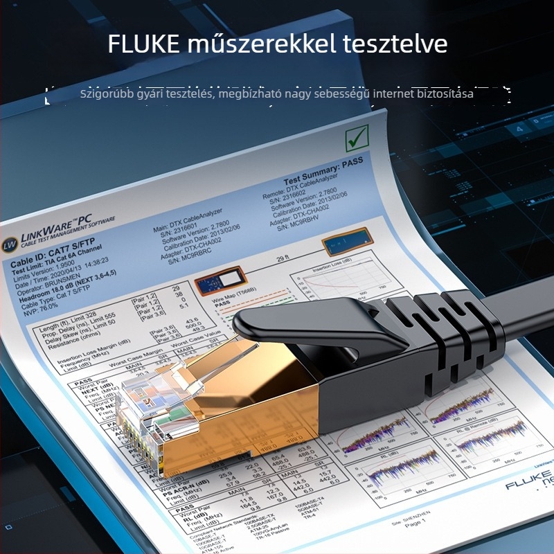 Cat7 sík Ethernet-kábel, 8 vezető, oxigénmentes réz, árnyékolt, 10 Gbps, számítógéphez/routerhez és kapcsolóhoz