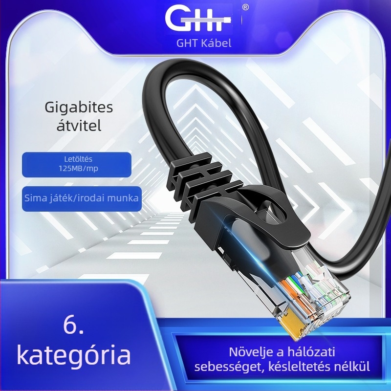 CAT6 árnyékolatlan hálózati kábel, Gigabit, RJ45, beltéri használatra