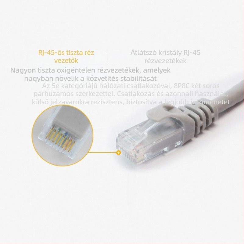 Cat5e Ethernet patch kábel, rézbevonatú alumínium vezető, 8 vezető, notebook és asztali számítógéphez, nagy sebesség