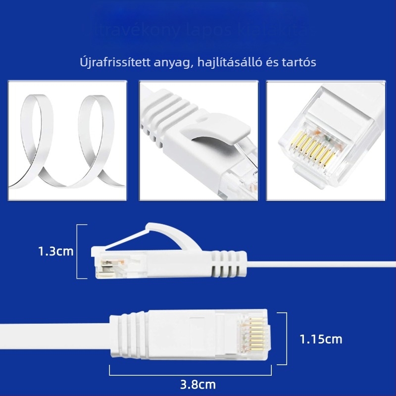 Cat6 gigabites lapos Ethernet-kábel, ultra vékony csavartpáras kábel számítógépekhez és routerekhez