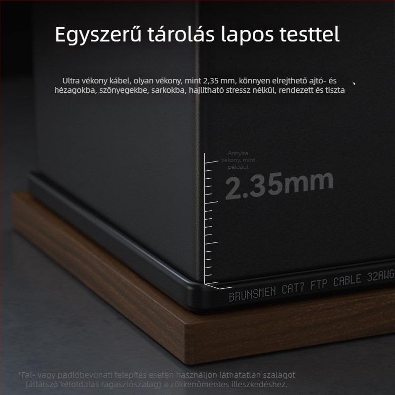 Cat7 ultra vékony sík Ethernet-kábel, 10 Gbps, dupla árnyékolás