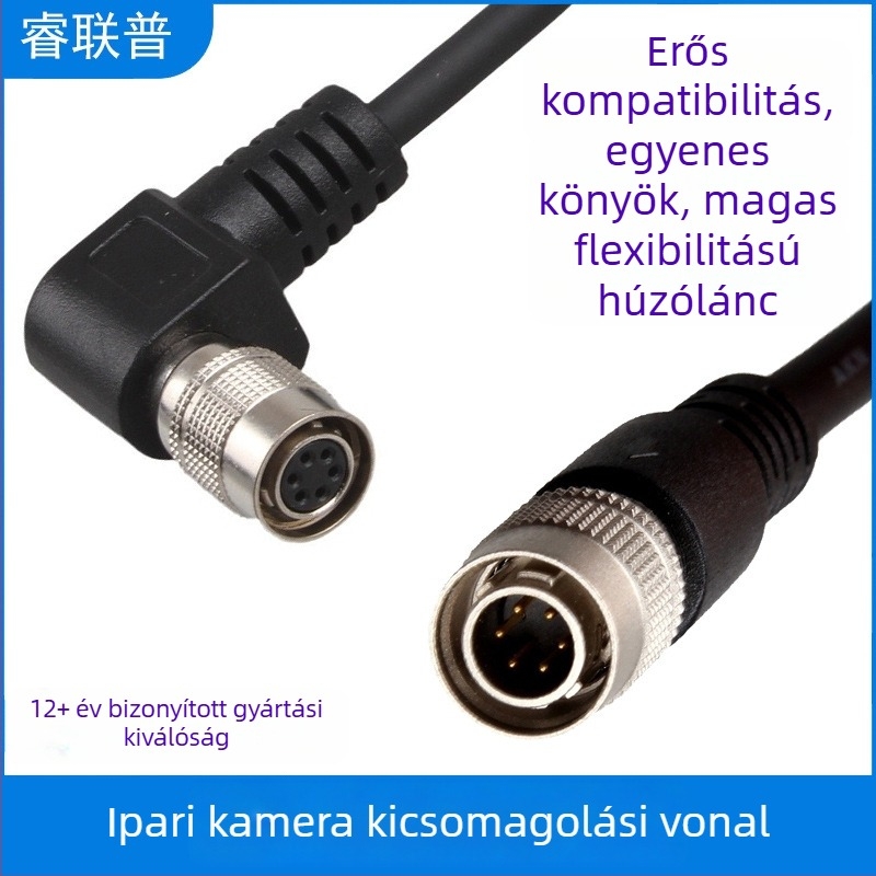 Ipari kameraindító kábel, 6‑pin árnyékolt tápvonal, kompatibil Basler, Hikvision és Hirose Hr10A-7P-vel, CAT6 hálózati kábel, 10 Gb/s
