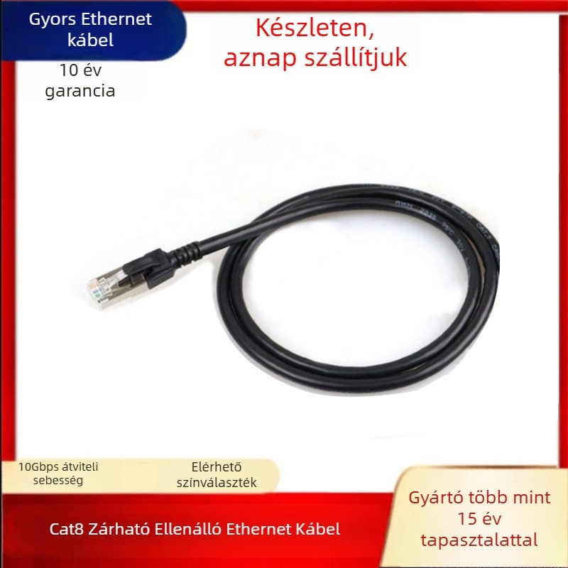 CAT8 Class VIII árnyékolt Ethernet-kábel zárómechanizmussal, RJ-45, 10 Gbps