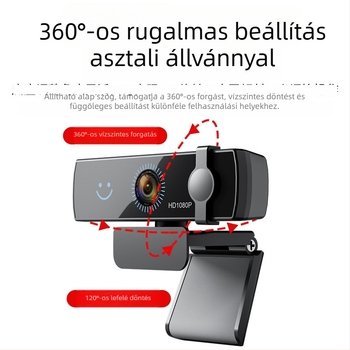 Elebest CW100 USB-s HD webkamera Windows Hello arcfelismeréssel, 2MP szenzor, 1080p60 videó, USB 2.0, beépített mikrofon, illesztőprogram nélkül, plug‑and‑play