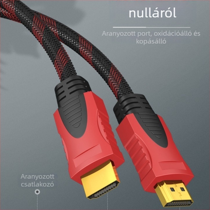HDMI kábel, rézbevonatú acélmag, aranyozott csatlakozók, OEM elérhető