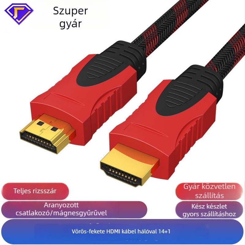 HDMI kábel, rézbevonatú acélmag, aranyozott csatlakozók, OEM elérhető