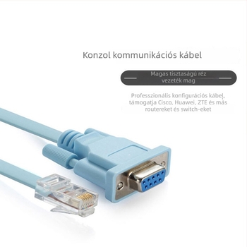 RJ45–DB9 soros konzolkábel router konfigurációhoz, réz vezető, 1.5 m