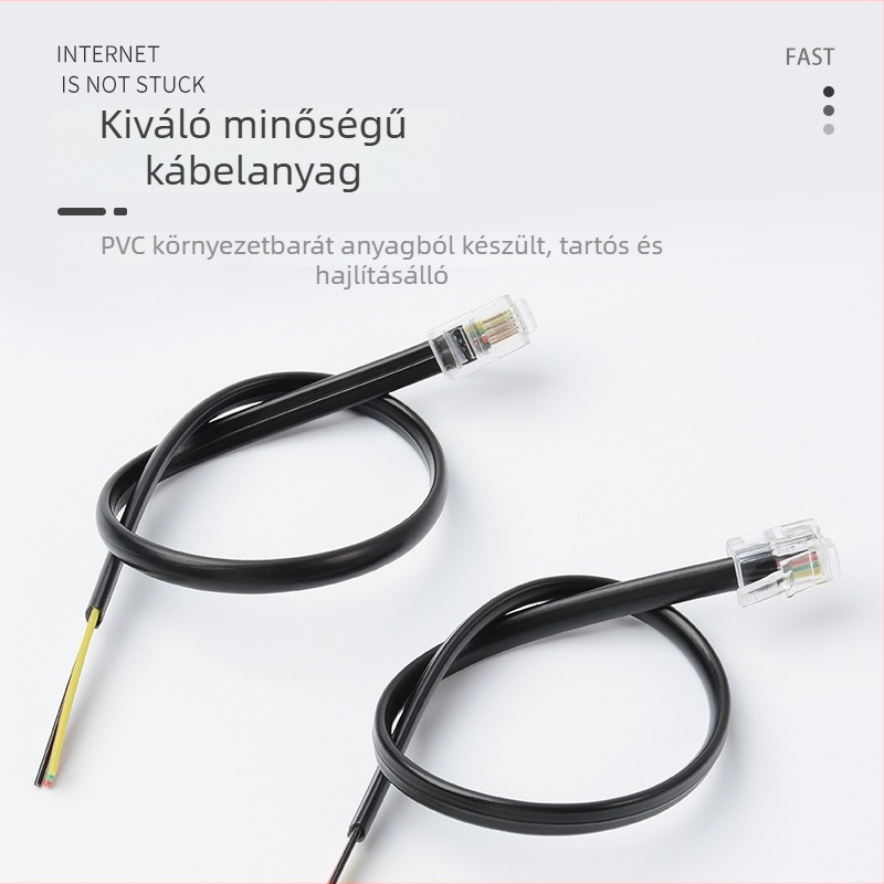 4P4C kristályfejű telefonkábel, 4-vezetékes réz, RJ10, otthoni használatra