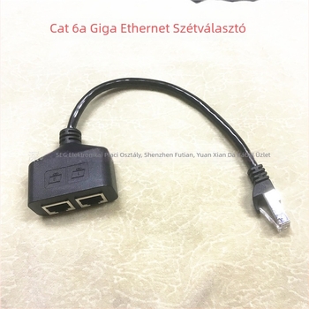 RJ45 férfi 2 női oldalú Category 6 Ethernet adapterkábel, réz vezető, 0,25 m hosszú, PC-hez