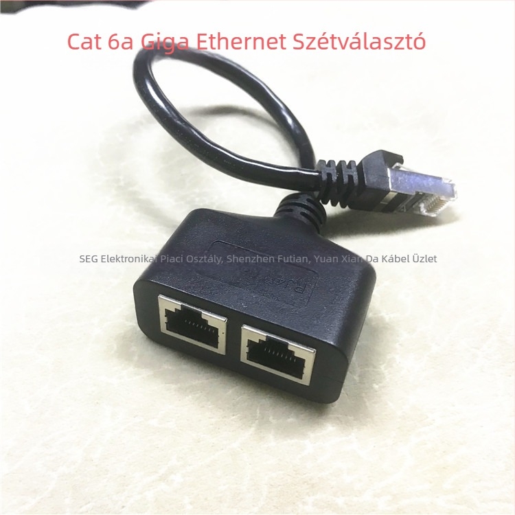 RJ45 férfi 2 női oldalú Category 6 Ethernet adapterkábel, réz vezető, 0,25 m hosszú, PC-hez