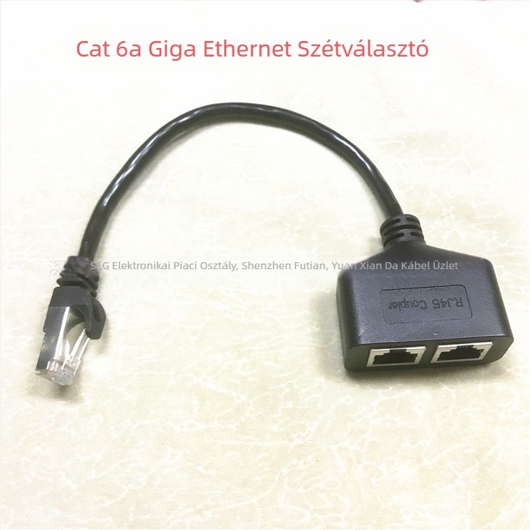 RJ45 férfi 2 női oldalú Category 6 Ethernet adapterkábel, réz vezető, 0,25 m hosszú, PC-hez