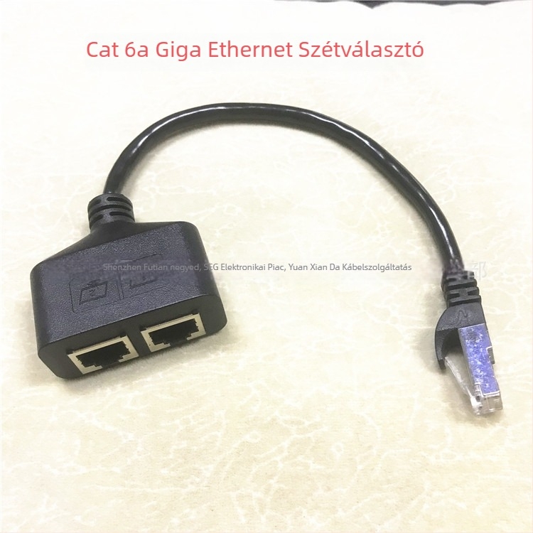 RJ45 férfi 2 női oldalú Category 6 Ethernet adapterkábel, réz vezető, 0,25 m hosszú, PC-hez