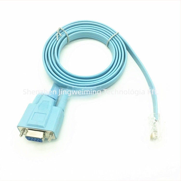 DB9–RJ45 konzolkábel, 1,5 m, réz vezető, nikkel bevonat, adapter típus, PC-kompatibilis