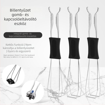 Két az egyben billentyűkihúzó és tengelykihúzó mechanikus billentyűzetekhez – univerzális tisztító és szétszerelő eszköz, huzalos billentyűkihúzó és billentyűsapka-klipsz