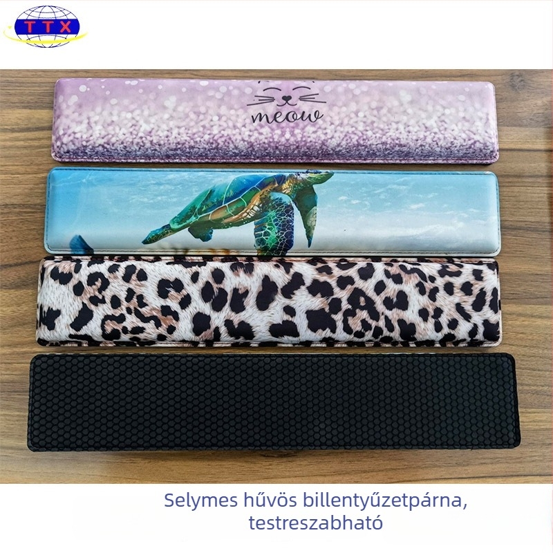 Ergonomikus billentyűzet- és egérpad memóriás csuklótámasz, egyoldalas textil felület, OEM testreszabható