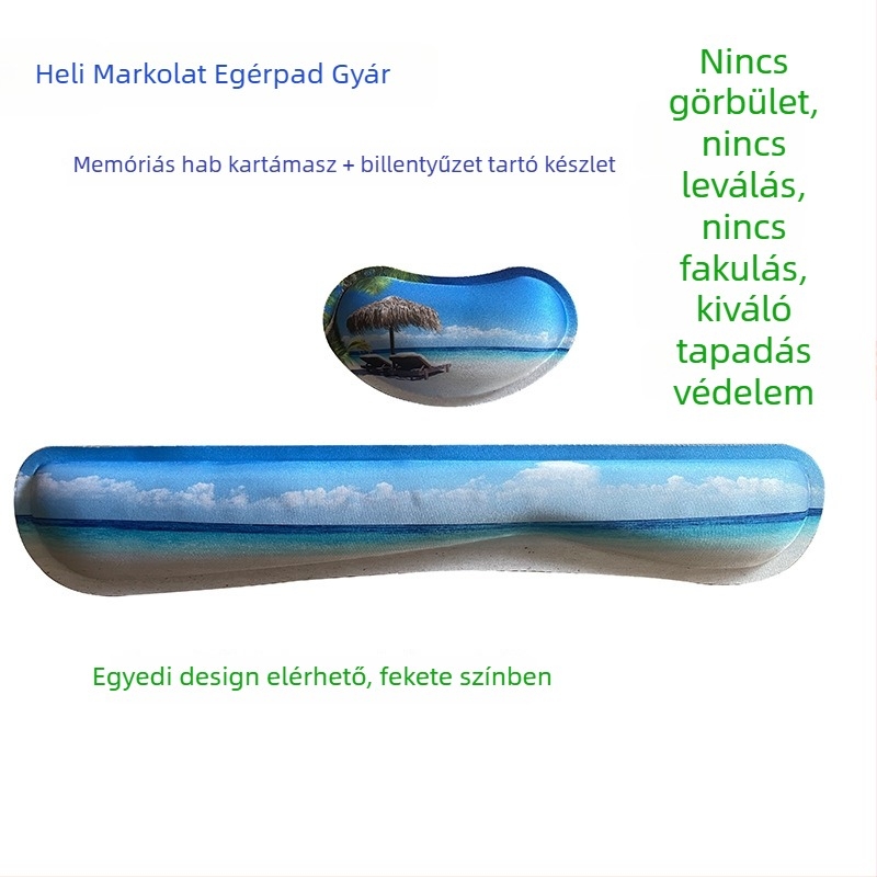 Heli memóriahabos csuklóegérpad - szövet, egyoldalas, műanyag öntvény, OEM és egyedi képek