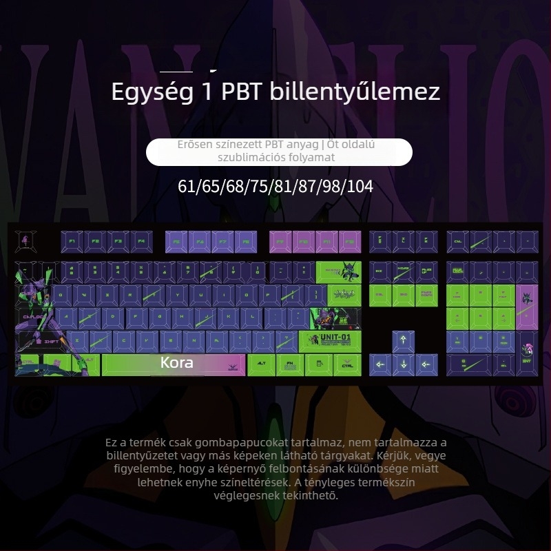 Jjy11 PBT billentyűfedél mechanikus billentyűzethez, ötoldalas szublimáció, testreszabható, kompatibilis a legtöbb mechanikus billentyűzettel